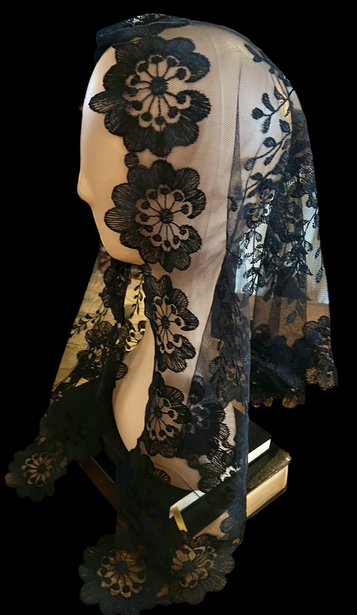 Black traditional Catholic chapel veil mantilla