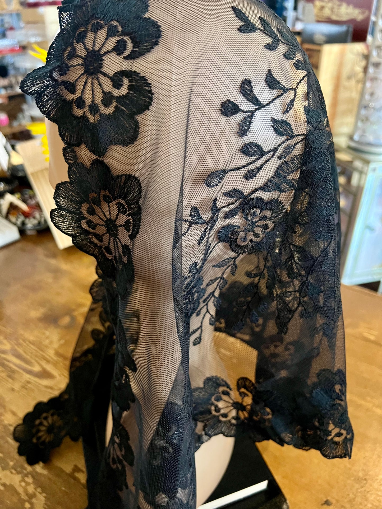 Black traditional Catholic chapel veil mantilla