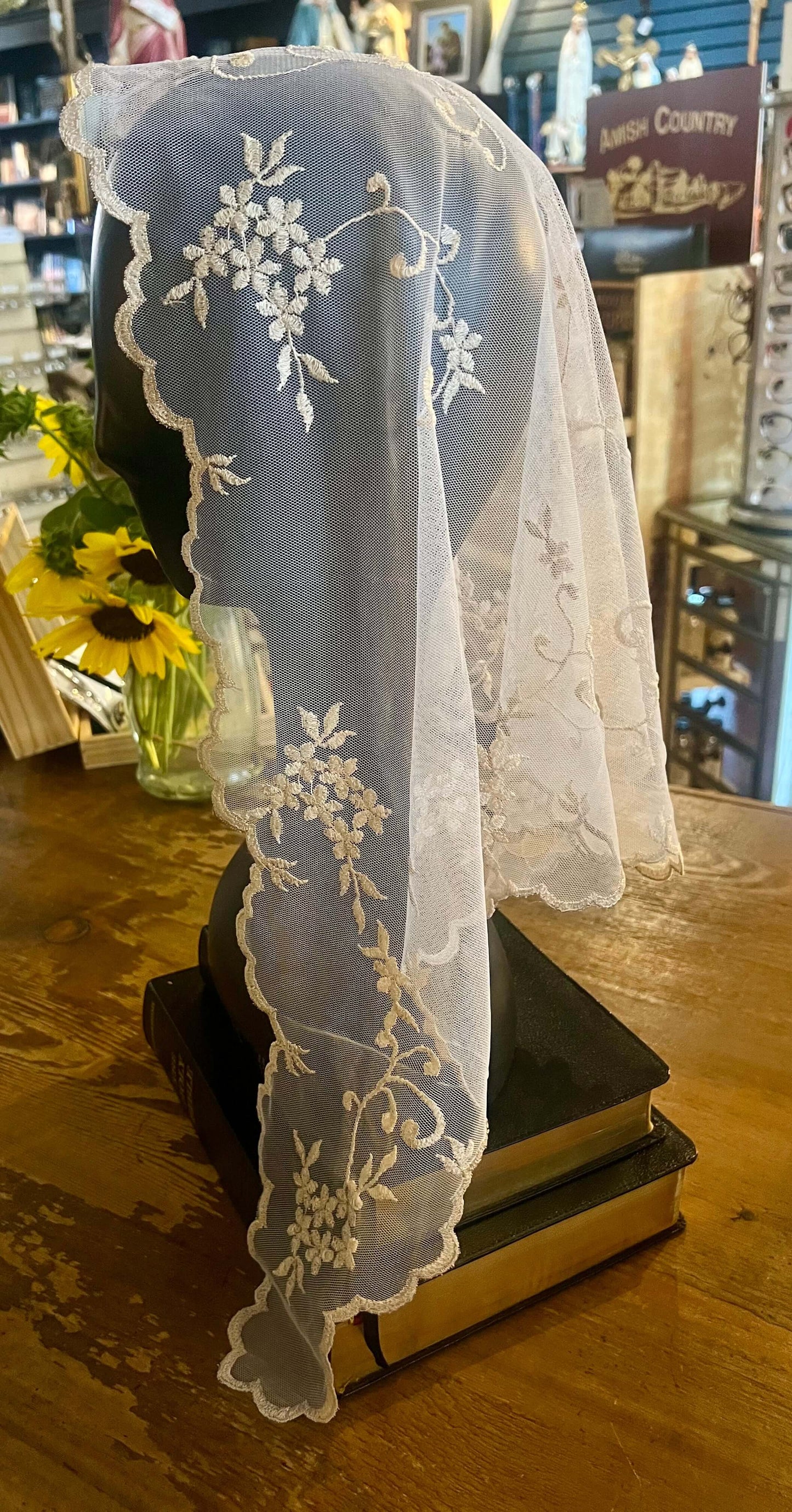 Tan traditional latin mass chapel veil mantilla
