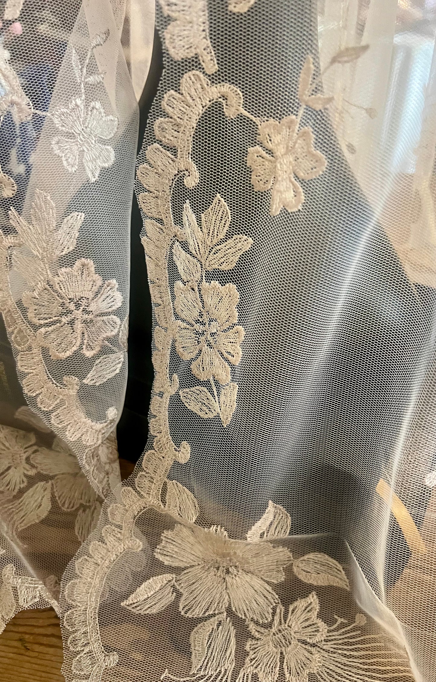 Long off white traditional latin mass chapel veil mantilla
