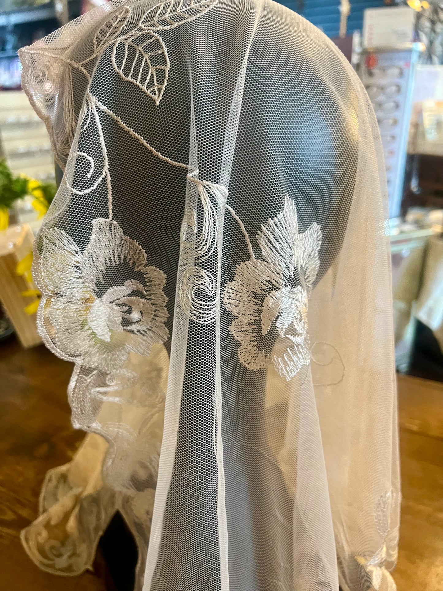 Oatmeal off white traditional Catholic chapel veil mantilla