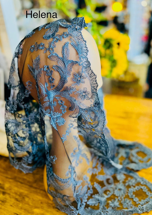 Blue traditional Catholic chapel veil