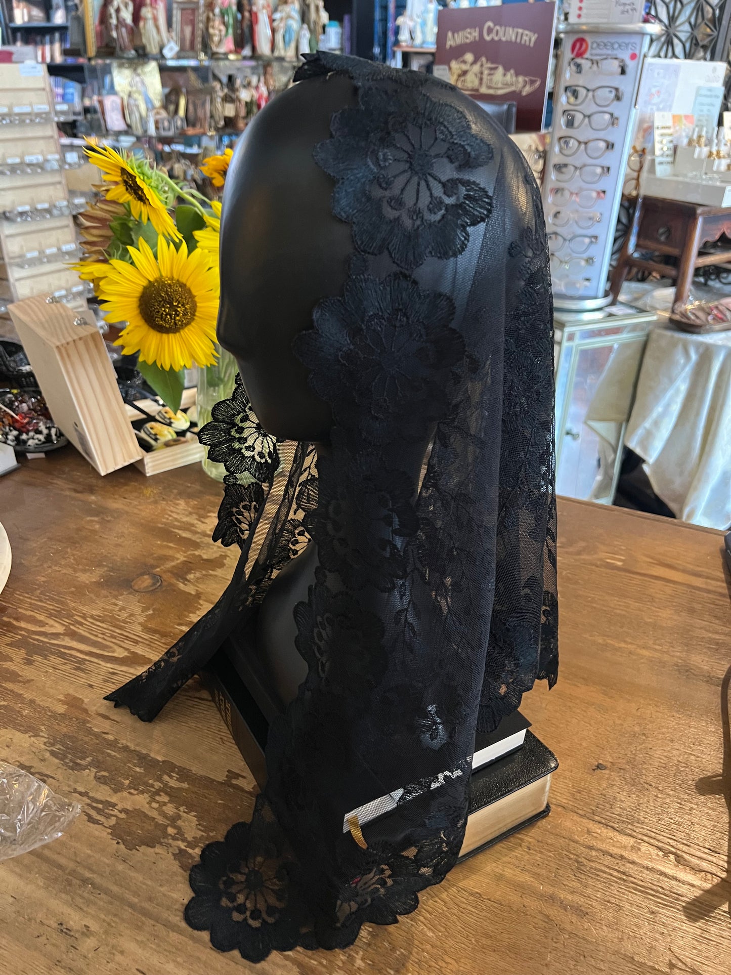 Black traditional Catholic chapel veil mantilla