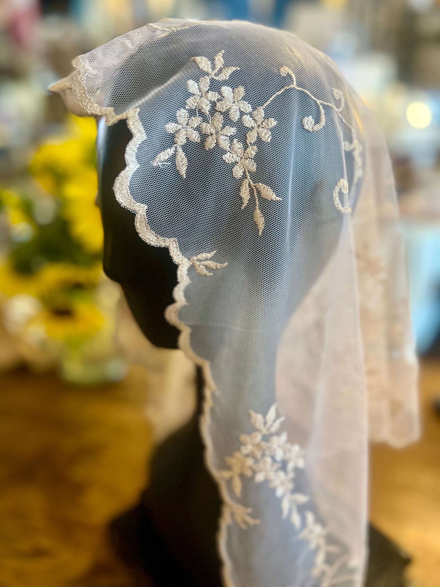 Tan traditional latin mass chapel veil mantilla
