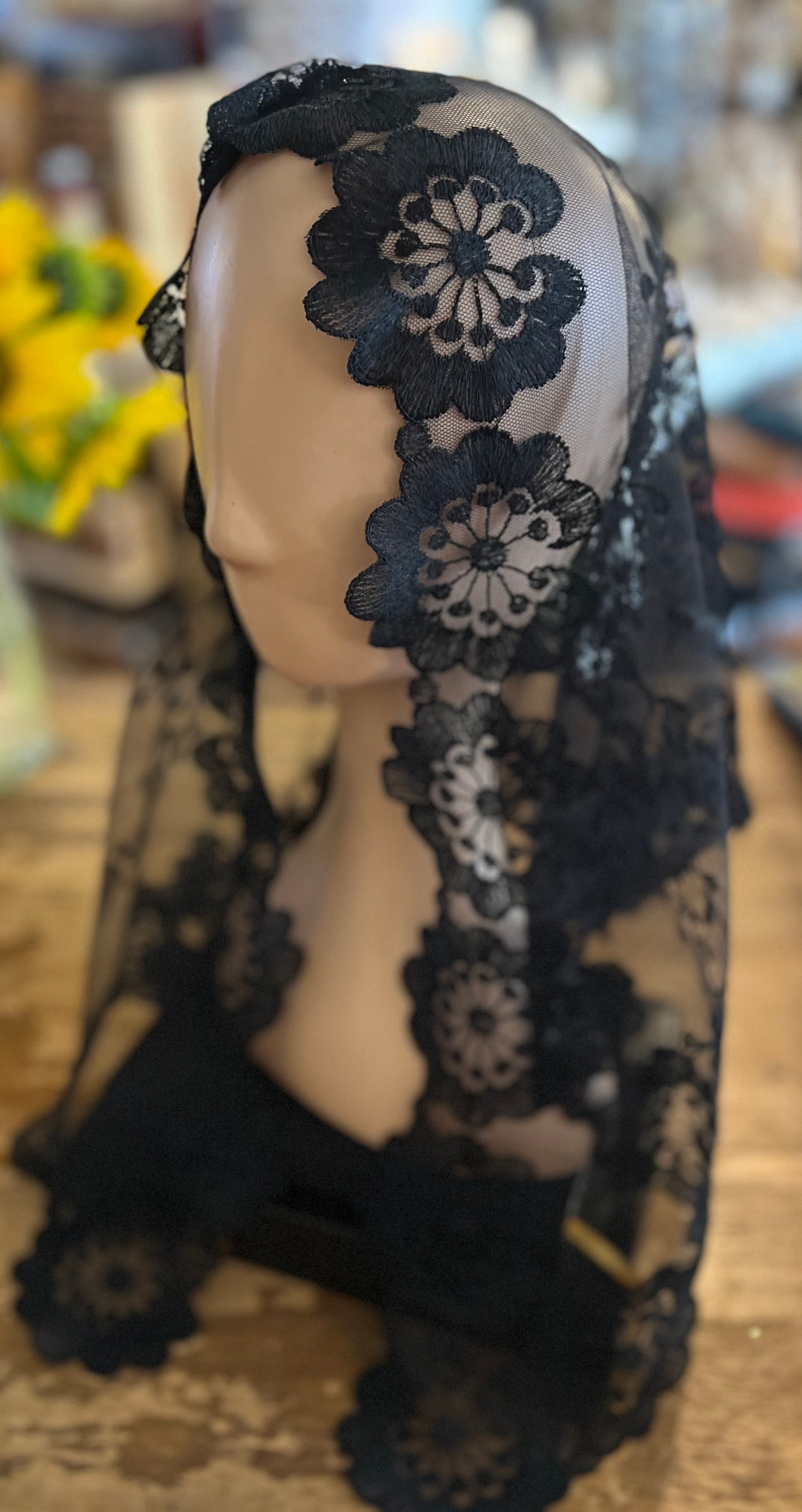 Black traditional Catholic chapel veil mantilla