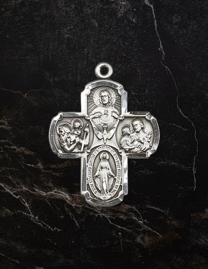 Sterling Silver Catholic 5 Way Medal